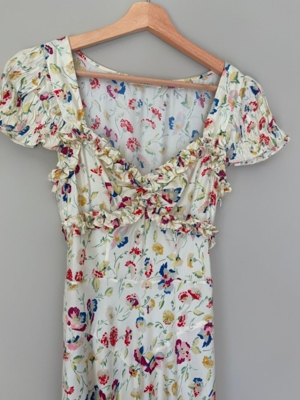 NEW DOEN Valerine SIlk Blend Dress Windswept Blooms Cream Floral | US XS - Picture 8 of 16